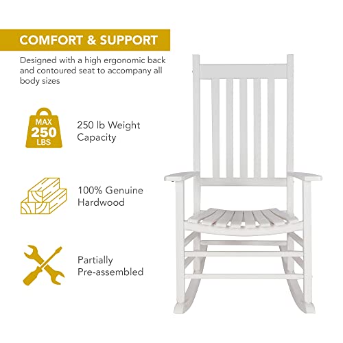 Shine Company Vermont Porch Rocker – White - WoodArtSupply