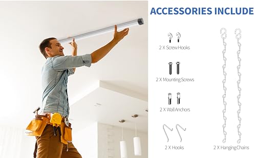 DYMOND 4FT 40W Wraparound LED Shop Light Fixture with Pull Chain Daylight White 5000K for Garage Workshop Basement DYMOND