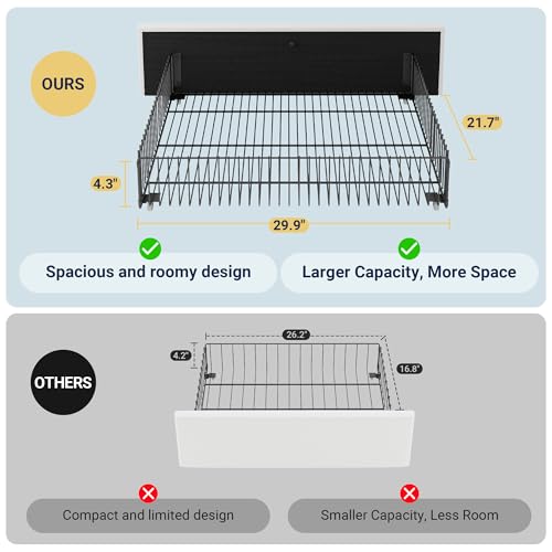 Allewie Modern Full Size Platform Bed Frame with 4 Storage Drawers and Velvet Upholstered Headboard, Wooden Slats Support, Upholstered Mattress Foundation/No Box Spring Needed/Easy Assembly, White Allewie