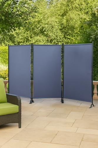 Proman Products - Galaxy Section Divider, Water Repellent Fabric Room Divider with Black Powder Coated Metal Frame for Indoors or Outdoors (Grey) Proman Products