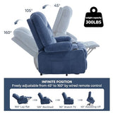 KCQ Overstuffed Electric Recliner Chairs for Adults with Cup Holder and USB Port, Fabric Power Lift Recliner Chair with Heat and Massage for Elderly Seniors, Blue