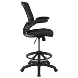Flash Furniture Kale Mid-Back Swivel Office Chair with Adjustable Foot Ring, Lumbar Support, and Seat Height, Ergonomic Mesh Executive Chair, Black Flash Furniture