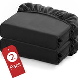 Twin Fitted Sheets 2 Pack Only, Mattress Up to 14 Inches Deep Pocket, Ultra Soft and Breathable Twin Bed Sheets, Long Lasting Single Fitted Sheets, Black Moonsea