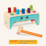 Battat – Wooden Hammer Toy For Kids, Toddlers – Pounding Bench With Pegs And Mallet – Colorful Developmental Toy – Pound & Count Bench – 1 Year + – Pound & Count Bench Battat