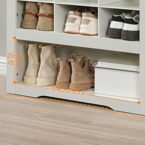 HOOBRO Shoe Cabinet, 8-Tier Heavy Duty Shoe Storage Cabinet, Freestanding Shoe Rack with 24 Cubbies and 3 Hooks, for Entryway, Closet, Living Room, White WT24SC01 - WoodArtSupply