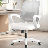 NEO Chair Office Desk Ergonomic Mesh Computer Chair with Lumbar Support Adjustable Height Swivel Rolling Wheels Comfy Mid Back Task Chair for Home Bedroom Vanity Study (Ivory) NEO CHAIR