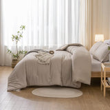 weigelia King Size Comforter Set 7 Pieces Oatmeal Comforter Set King Bed in a Bag Soft Fluffy Bedding Comforter with Sheets, Pillow Shams and Pillowcases for All Season weigelia
