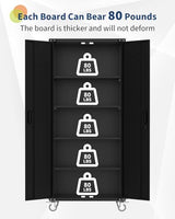 GarveeHome Metal Storage Cabinet with Wheels, Steel Tool Cabinet with Pegboard and 4 Adjustable Shelves, Lockable Rolling Garage Cabinet for Home, Garage, Office Organization (Deep Black) GarveeHome