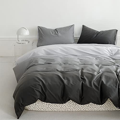 Luxlovery Grey Gradient Comforter Set Queen Grey and White Bedding Set Full Men Women Minimalist Bedding Set Light Gray Soft Breathable Blanket Quilts Gradient Comforter Set Luxlovery