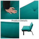 Trygoal Futon Sofa Bed Couch, 64.6" Convertible Sleeper Sofa with 5 Positions Adjustable Backrest, Velvet Couch Bed with Solid Wood Frame for Home Office Living Room Guest Dorm, Green Trygoal