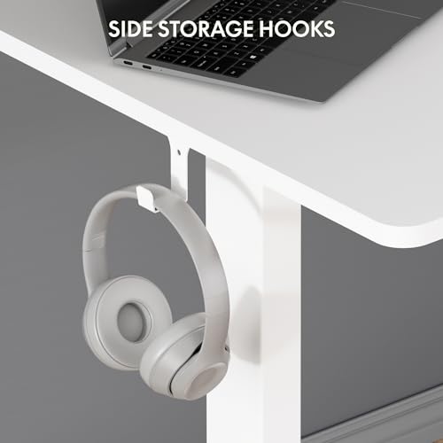 FLEXISPOT EN1 One-Piece Standing Desk 40 x 24 Inches Height Adjustable Desk for Home Office and Computer Workstation (White Frame + White Desktop) FLEXISPOT