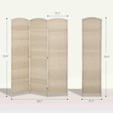 HOMCOM 3 Panel Room Divider, 6' Tall Folding Privacy Screen, Woven Freestanding Wall Partition for Home Office, Bedroom, Washed Oak HOMCOM