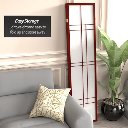Red Lantern 6 ft. Tall Eudes Shoji Screen - Rosewood - 3 Panels Red Lantern