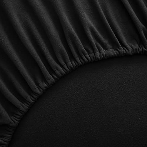 Flannel Sheets Warm and Cozy Deep Pocket Breathable All Season Bedding Set with Fitted, Flat and Pillowcases, King, Black Sweet Home Collection