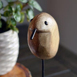 WHW Whole House Worlds Bird Figurine, Hand Carved Mango Wood, Brown, Mounted, Gallery Base, 9.5 Inches WHW Whole House Worlds