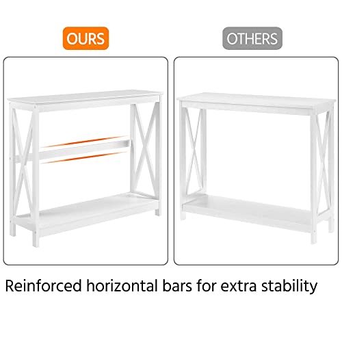 Yaheetech Wood Entryway Table, Console Table for Entryway, 2-Tier Sofa Table Accent Table w/Storage Shelf for Living Room, Hall, Foyer, White - WoodArtSupply