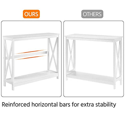 Yaheetech Wood Entryway Table, Console Table for Entryway, 2-Tier Sofa Table Accent Table w/Storage Shelf for Living Room, Hall, Foyer, White - WoodArtSupply