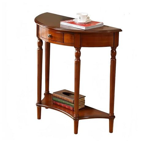 CYYTLFSD Solid Wood Console Table with Drawer, Semi-Circle Entryway Storage Shelf, Half-Moon Porch Table Side Elegant Vintage Sofa for Living Room (23.6" L x 11.8" W x 31.5" H) CYYTLFSD