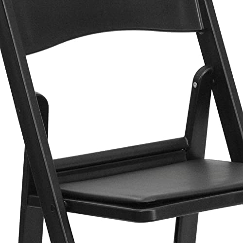 Flash Furniture Hercules Series Folding Chair - Black Resin - 4 Pack 800LB Weight Capacity Comfortable Event Chair - Light Weight Folding Chair, 4-LE-L-1-BLACK-GG - WoodArtSupply