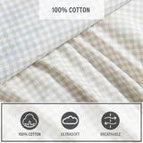 Eddie Bauer - Sheet Set, Cotton Percale Bedding with Matching Pillowcase, Crisp & Breathable, 200-Thread Count, Classic Comfort Essentials (Little Gingham Beige, Full) Eddie Bauer