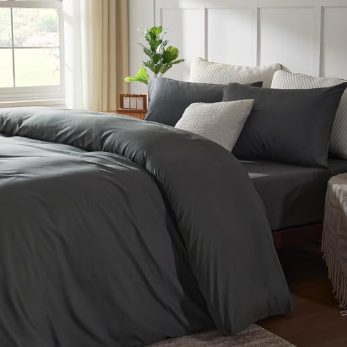STWIENER Oversized King Plus Duvet Cover 120"x132", Only One Piece Extra Large Ultra Soft Microfiber Grey Duvet Cover for All Season - Zipper Closure & 8 Corner Ties(Grey, Alaskan King 120x132 inches) STWIENER