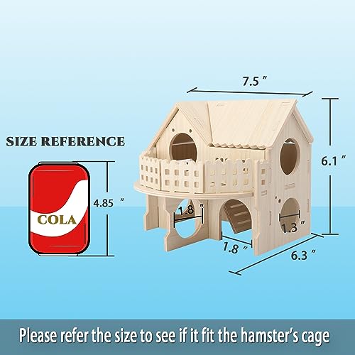 Hamster Forest Lookout Wood House Fun House Double-Decker Hut for Young Dwarf Gerbil Mouse Mice Rat Small Animals(Small Size Only for Small Hamster) kcrygogo