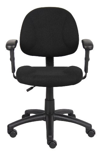 Boss Office Products B316-BK Perfect Posture Delux Fabric Task Chair with Adjustable Arms in Black, Low-Back Boss Office Products