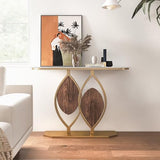 homary Console Table 39.4", Entryway Console Table with Sintered Stone Top, Modern Accent Table with Gold Metal Frame & Geometric Base for Entryway, Living Room & Hallway homary