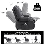 KCQ Overstuffed Electric Recliner Chairs for Adults with Cup Holder and USB Port, Fabric Power Lift Recliner Chair with Heat and Massage for Elderly Seniors, Grey
