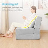 TokSay Folding Sofa Bed, Convertible Sleeper Chair with Pillow, Foldable Mattress & Back Support, Portable Floor Lounger Futon for Apartment, Dorm, Living Room, Bedroom, Grey TokSay