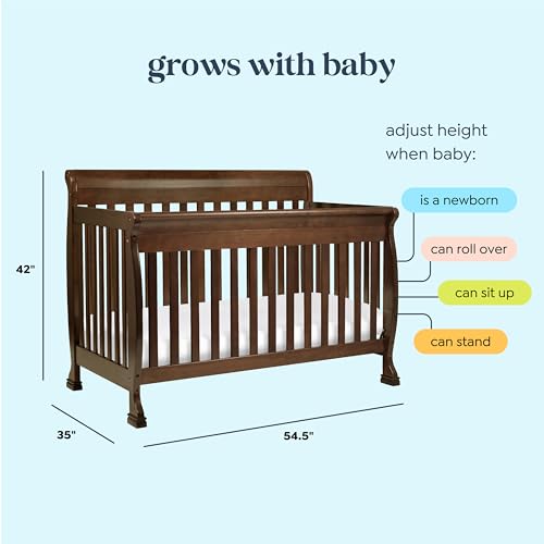 daVinci Kalani 4-in-1 Convertible Baby Crib - Strong, Easy to Assemble GREENGUARD Certified Crib - Convertible to Toddler Bed, Daybed, Full-Size Bed - Four Adjustable Mattress Heights - Espresso