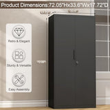 GREATMEET Metal Garage Storage Cabinets, 72" H Locking Garage Cabinets with 2 Doors and 4 Shelves, Utility Cabinet for Office, Garage, Home, Gym, School, Black GREATMEET