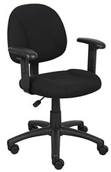 Boss Office Products B316-BK Perfect Posture Delux Fabric Task Chair with Adjustable Arms in Black, Low-Back Boss Office Products