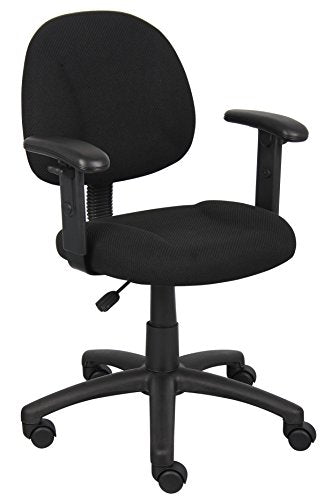 Boss Office Products B316-BK Perfect Posture Delux Fabric Task Chair with Adjustable Arms in Black, Low-Back Boss Office Products