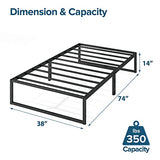 Zinus Lorelei 14 Inch Metal Platform Bed Frame, Mattress Foundation with Steel Slat Support, No Box Spring Needed, Easy Assembly, Twin, Black Zinus