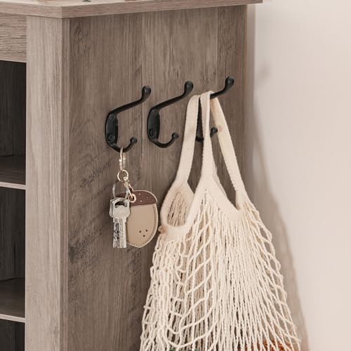 HOOBRO Tall Shoe Cabinet, 9 Tier Shoe Storage Cabinet, Freestanding Wooden Shoe Cabinet Organizer with 24 Cubbies and 3 Hooks, for Entryway, Closet, Living Room, Greige BG24SC01 HOOBRO