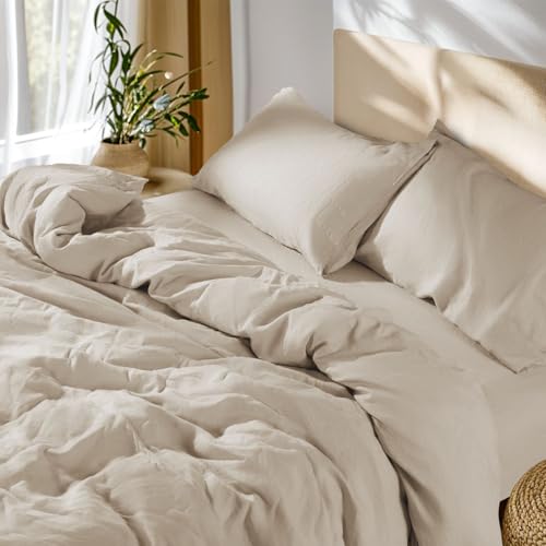 SONORO KATE 100% French Linen Duvet Cover Queen Size, Soft Breathable for Hot Sleepers, Moisture Wicking & Durable Cover Set - Zipper Closure & 4 Corner Ties Duvet Covers 3 Piece (Linen,Queen) SONORO KATE