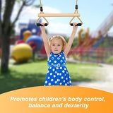 Wooden Trapeze Swing Bar with Gym Rings for Children's Swing Set Indoor Outdoor Garden,Yard,Playground YAERSI