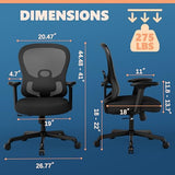 ELABEST Ergonomic Office Chair,Home Desk Chair with Mesh Back,Adjustable Lumbar Support,Built-in Springs Wide Seat,Executive Task Chair with 3-D Big Armrests,Tilt Function,Computer Desk Chair ELABEST