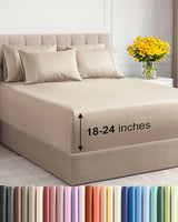 Extra Deep King Sheet Set - 6 Piece Breathable and Cooling Sheets - Hotel Luxury Bedding for Women, Men, Kids & Teens - Easy & Secure Fit - Soft, Wrinkle Free and Comfy - Extra Deep Pockets - Wheat CGK Unlimited