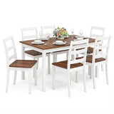 Giantex 7-Piece Dining Table Set for 6, Rectangular 60-inches Kitchen Table and 6 Dining Chairs with Rubber Wood Legs, Protective Foot Pads, Farmhouse Dinette Set for Dining Room, Restaurant (Brown) Giantex