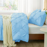 MKNAZ Bedding Duvet Cover Queen Size Blue Set, 3 Pieces Set Solid Color Satin Queen Duvet Cover Set 1 Comforter Cover and 2 Pillowcases with Zipper Cover (Lake Blue, Queen 90''*90'') MKNAZ