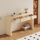 Modern Console Table with Drawers, Smooth Surface, Curved Design Entryway Table for Entrance, Hallway, Living Room (Apricot Cream) DREAMODERN