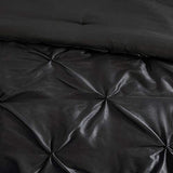 Madison Park Laurel Queen Size Bed Comforter Set Bed In A Bag - Black , Wrinkle Tufted Pleated – 7 Pieces Bedding Sets – Faux Silk Bedroom Comforters Madison Park