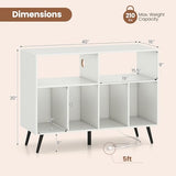 Giantex Large Record Player Stand with Charging Station, Turntable Stand Holds Up to 300 Albums, Record Player Table with Raised Leg, Vinyl Record Storage for Living Room (White) Giantex