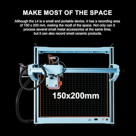 L4 Laser Engraver Machine, 3000mW Laser Engraving Cutting Machine with 7000mm/s Fast Laser Engraver Machine, 150x200mm Working Area, Portable Laser Marking Machine for Jewelry, Metal, Class IV MECOLOUR