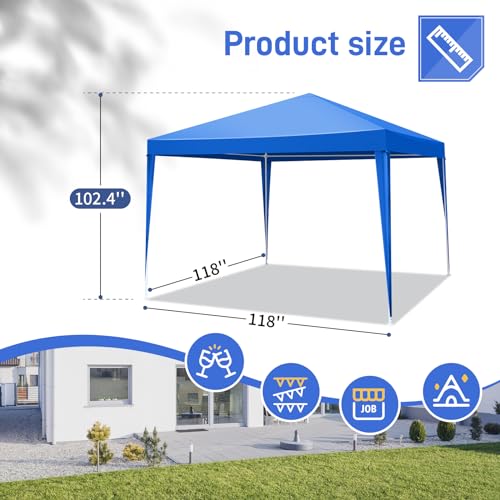 10x10ft Outdoor Wedding Party Canopy Tent,Heavy Duty Waterproof Patio Gazebo Tent,Outside Gazebo Event Shelter Tent,with 4 Removable Sidewalls,for Garden/Patio/Backyard (Blue) Hikarinowa