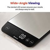 Etekcity Digital Food Kitchen Scale, Grams and Oz for Weight Loss, Baking and Cooking, 0.05oz/1g Precise Graduation,5 Weight Units, IPX6 Waterproof, USB Rechargeable,304 Stainless Steel-Silver, 22lb