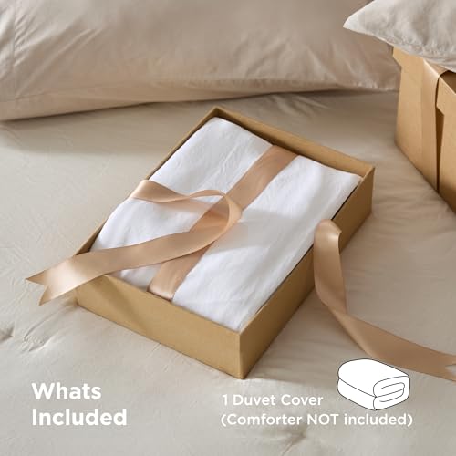 Bedsure Duvet Cover Queen Size Only - Prewashed Cotton-Like Polyester Extra Soft All Season Bedding, Includes 1 Duvet Cover 90x90 Inches with Zipper Closure, White, Comforter Not Included Bedsure