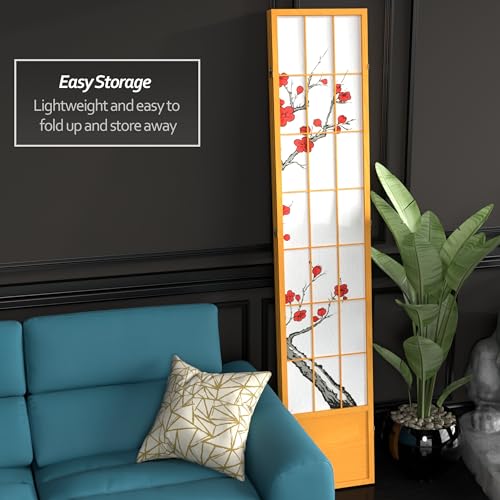 Red Lantern 7 ft. Tall Cherry Blossom Shoji Screen - Honey - 3 Panels Red Lantern